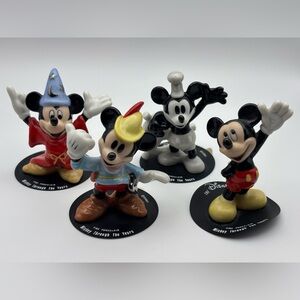 Vintage The Disney Store Mickey Mouse Through The Years Fine Porcelain Figurines